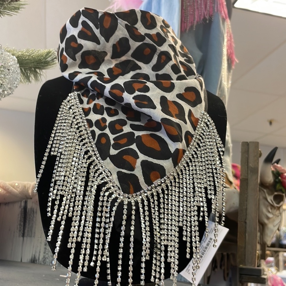 Crystal Bandanas . Leopard Print , White and Black . Ask about other colors